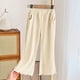 thumbnail image 2 of Odeerbi 1-10 Años Niñas Hielo Seda Pantalones Acampanados Lechuga Recortar Pantalones Pantalón Lindo Color Sólido Transpirable Pantalones, 2 of 5