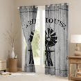 thumbnail image 3 of Vintage Decor Curtains & Drapes Rustic Farmhouse Windmill 30%-50% Blackout Curtains Retro Wooden Plank Curtains, Western Country Style Window Curtains 38Wx45L for Cowboy, Grey Black, 3 of 6