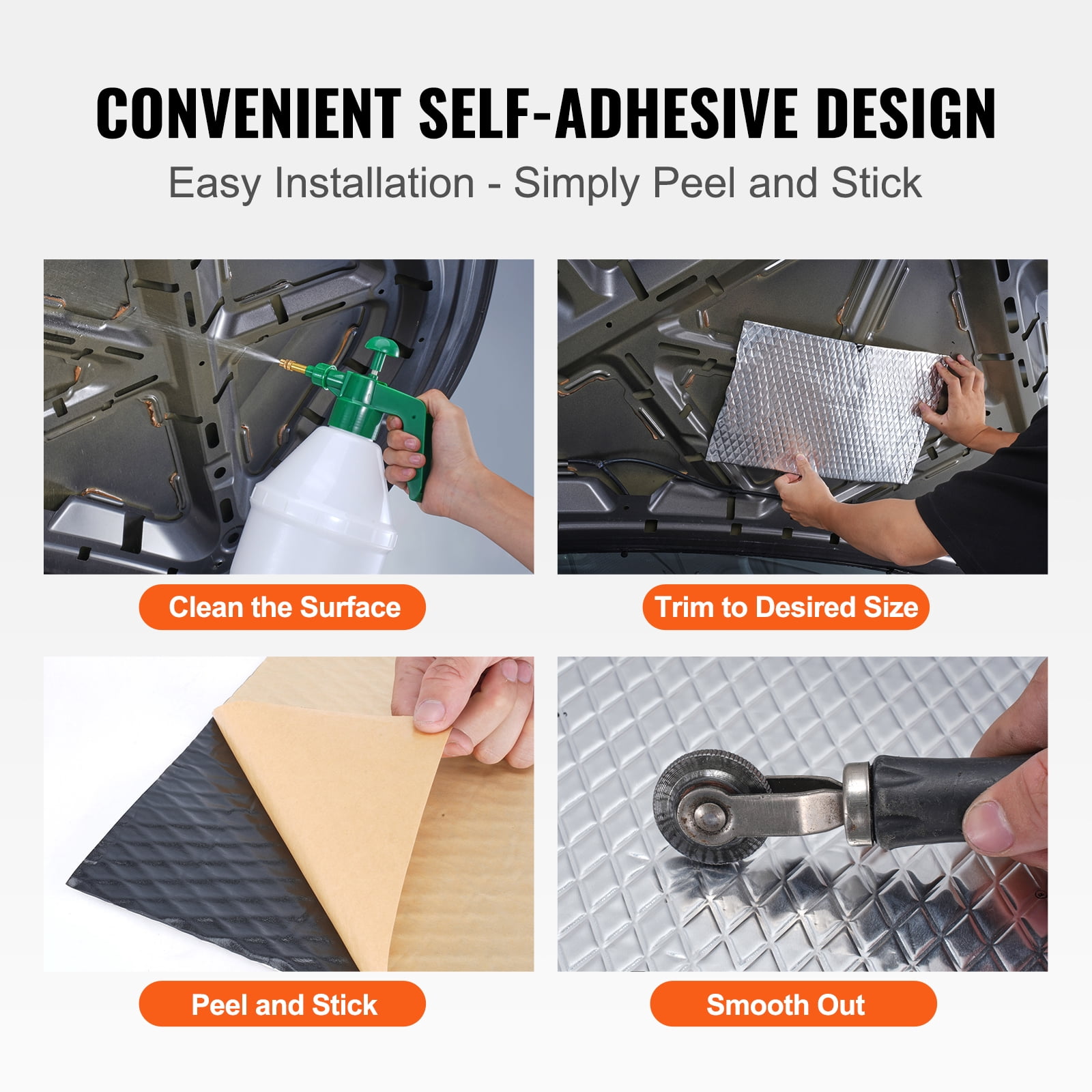 SKYSHALO Vehicle Noise Insulation Mat, 80 mil 36 sqft, Butyl Auto Sound Barrier, Reduces Car Noise and Vibration for Enhanced Comfort