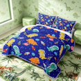 thumbnail image 3 of Manfei Space Astronaut Dino Wildlife Quilt King,Neon Stars King Coverlet Set,Blue Orange,3-Piece,1 Bedspread and 2 Pillowcases, 3 of 7
