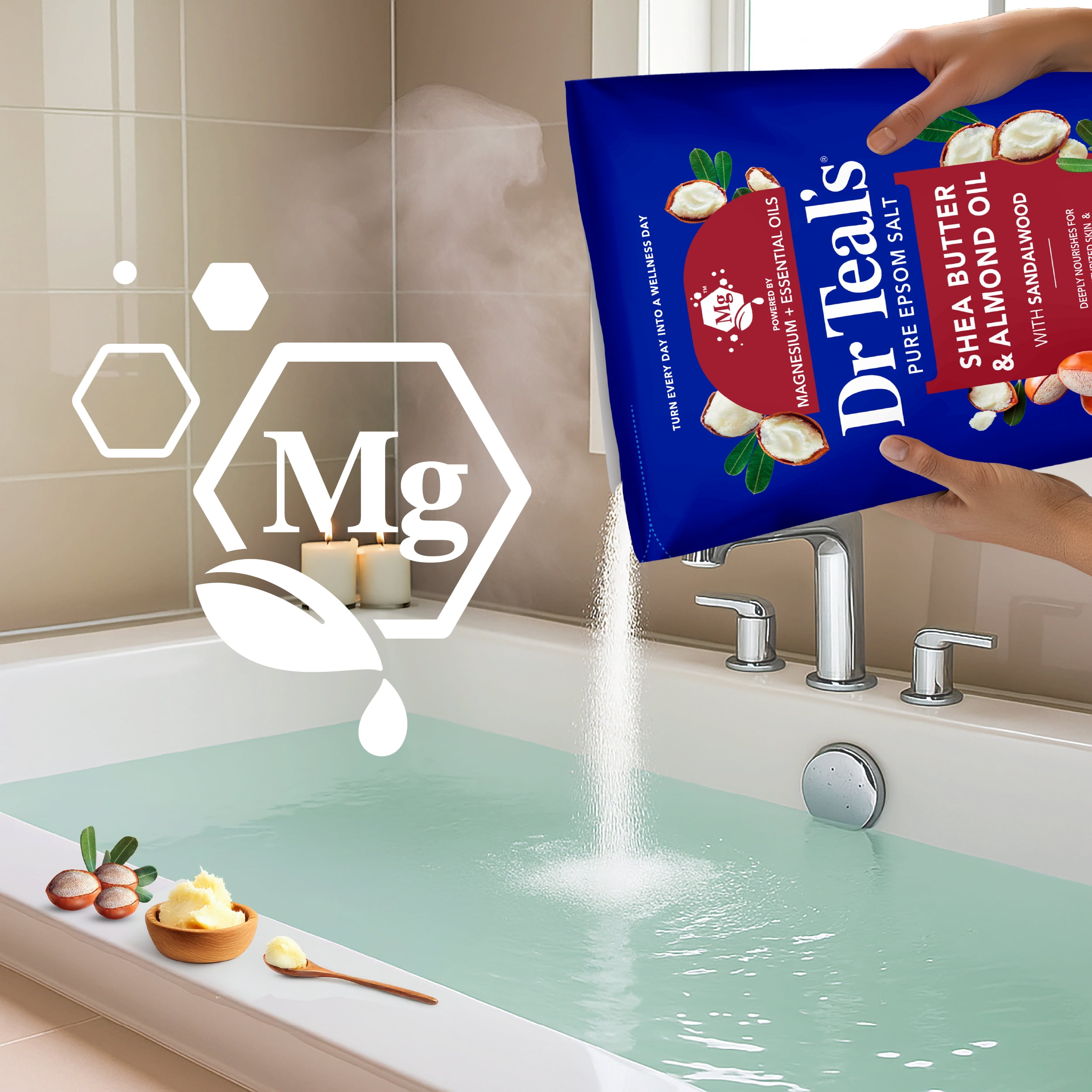 Dr Teal's Epsom Salt Magnesium Soak, with Shea Butter & Almond Oil, 7 lbs