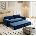 thumbnail image 2 of Queen Sleeper Sofa Bed, 3-in-1 Convertible Pull Out Sofa with Storage, Multi-Functional Velvet Loveseat for Living Room, Bedroom, Apartment, Space Saving, Blue, 2 of 7