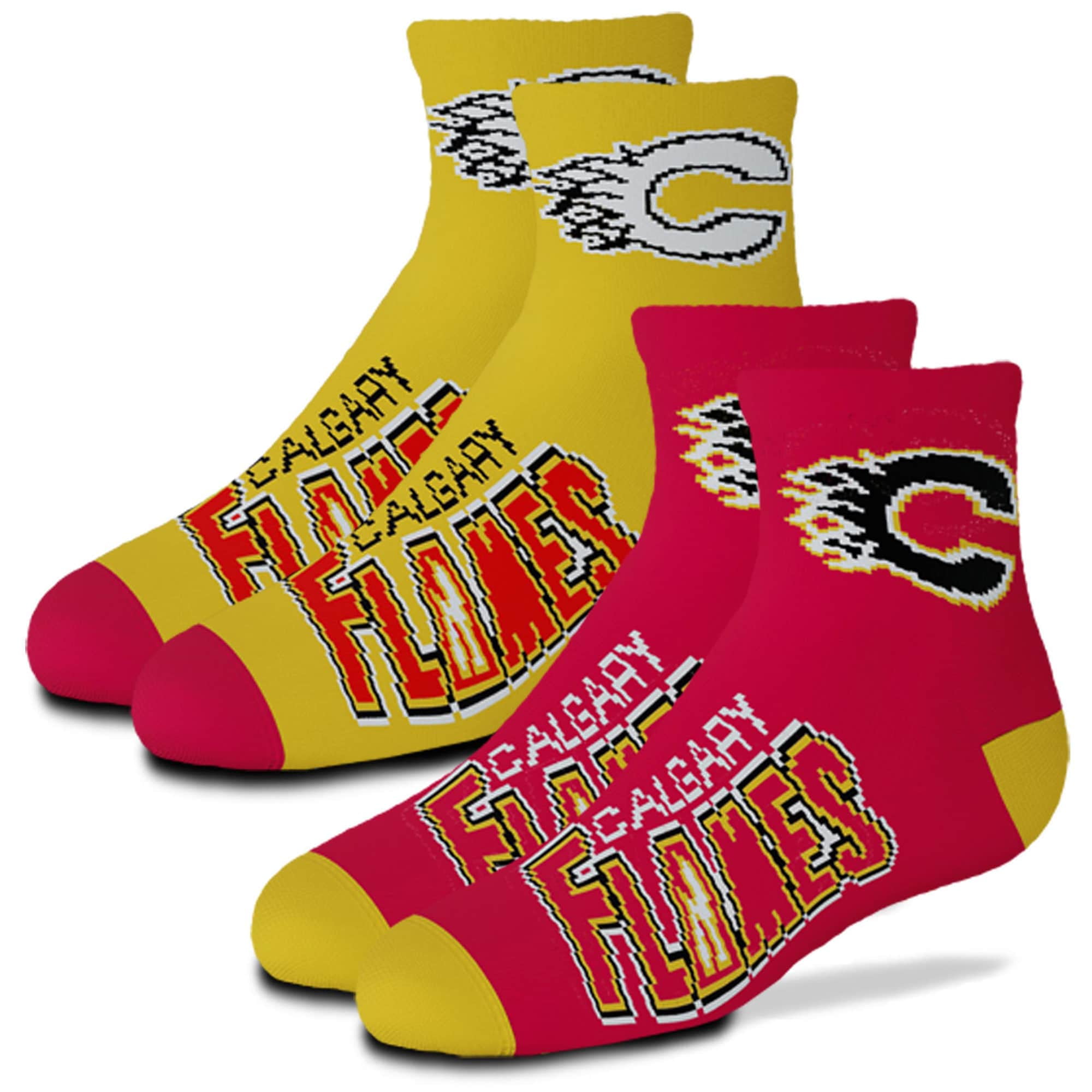 Youth For Bare Feet Calgary Flames 2-Pack Team Quarter-Length Socks