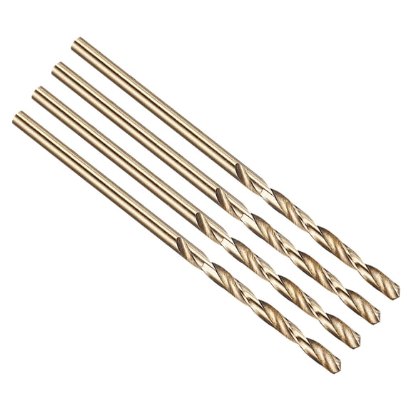 Uxcell 2mm Drill Bit, M42 8% Cobalt High-Speed Steel Jobber Straight Shank 135° Gold Finish for Hard Metal High-temperature Titanium Alloy - 4 Pack