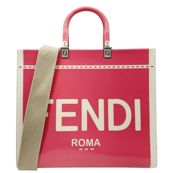 Pre-Owned Fendi Sunshine Medium Patent Leather Crossbody Tote Bag Light Pink