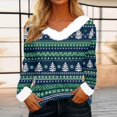 thumbnail image 2 of WJOSBXT Christmas Shirts for Women Faux Fur Trim V Neck Tops Funny Xmas Graphic Tees Fluffy Long Sleeve Holiday Pullover Tee Tops L, 2 of 6