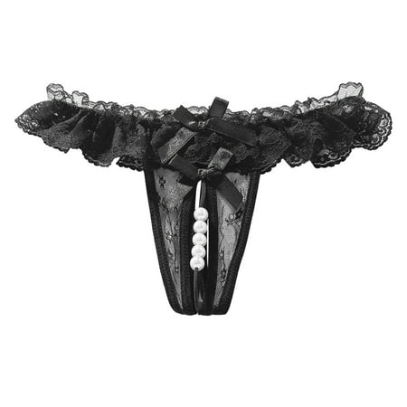 Yuhangmm Women s Panties Womens Lace Open Crotch Thong Massage Pearl Transparent Panties plus Size Panties Variety Pack