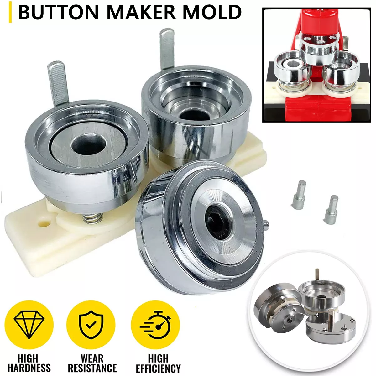 Badge Punching Die Round Button Mold 25/32/37/44/58/75MM Button Stamp Sets Stencil Inserts Round Die Mold Printing Form Cutting Form Metal Form Stamp Set ,Easy Pressing