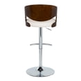 thumbnail image 5 of LumiSource Chrome Metal, Mahogany Wood, White PU Pino Adjustable Barstool - Set of 2, 5 of 9