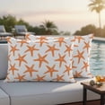 thumbnail image 2 of Outdoor Pillow Cover Summer Starfish Set of 2 Waterproof Throw Pillowcases Beach Orange Decorative Patio Furniture Pillows for Couch Garden Indoor & Outdoor Use, 2 of 9