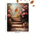 thumbnail image 3 of Qisvanset 12x16 Inch Rose Garden Path Oil Painting Canvas Wall Art, Lush Blossom Nature Scenery Peaceful Home Decor, 3 of 8