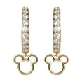 thumbnail image 5 of Disney Mickey Mouse Yellow Gold Plated Cubic Zirconia Hoop Earrings, 5 of 6