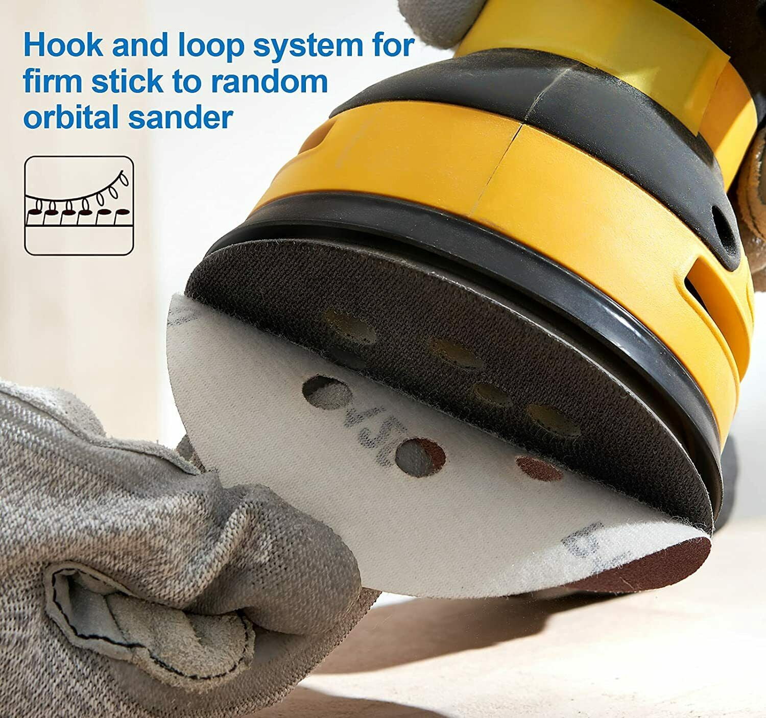 SATC 50Pcs 5" (125mm) 8-Hole Hook and Loop Sanding Discs 60 Grit for Polishing