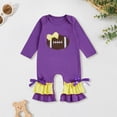 thumbnail image 2 of Newborn Baby Girl Football Outfit Game Day Rugby Long Sleeve Romper Ruffle Jumpsuit Infant Fall Winter Clothes, 2 of 7