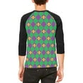 thumbnail image 2 of Mardi Gras Fleur De Lis Jester Costume Mens Raglan T Shirt White-Black LG, 2 of 2