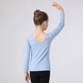thumbnail image 7 of MKOSPLRT Long Sleeve Ballet Leotard Tops for Girl Crewneck Mesh Hollow Out Dance Shirts Unitard Gymnastics Outfits Sky Blue 14-15 Years, 7 of 7