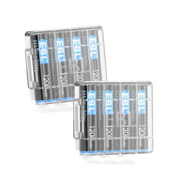 EBL 8packs AAA 1200mAh Lithium Batteries Leakproof 1.5V Long Lasting with Storage Box