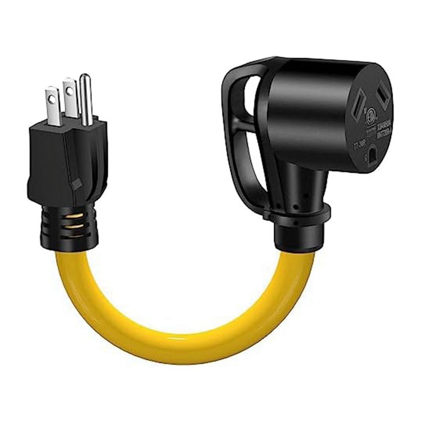 30 Amp To 15 Amp RV Adapter Cord Dogbone - NEMA TT-30R Female To 5-15P Male, 10 Gauge Heavy Duty, 12 Inch With Handle, ETL Listed