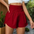 thumbnail image 5 of Inleife Fashion Women's High Waisted Elastic Waist Wide Half Shorts Pants Casual Summer Comfortable Pant Red L, 5 of 6