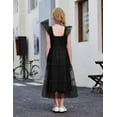 thumbnail image 4 of Arshiner Girls Summer Dress Tulle Ruffle Sleeve Smocked Cami Maxi Tiered Casual Tween Sundress, 4 of 6