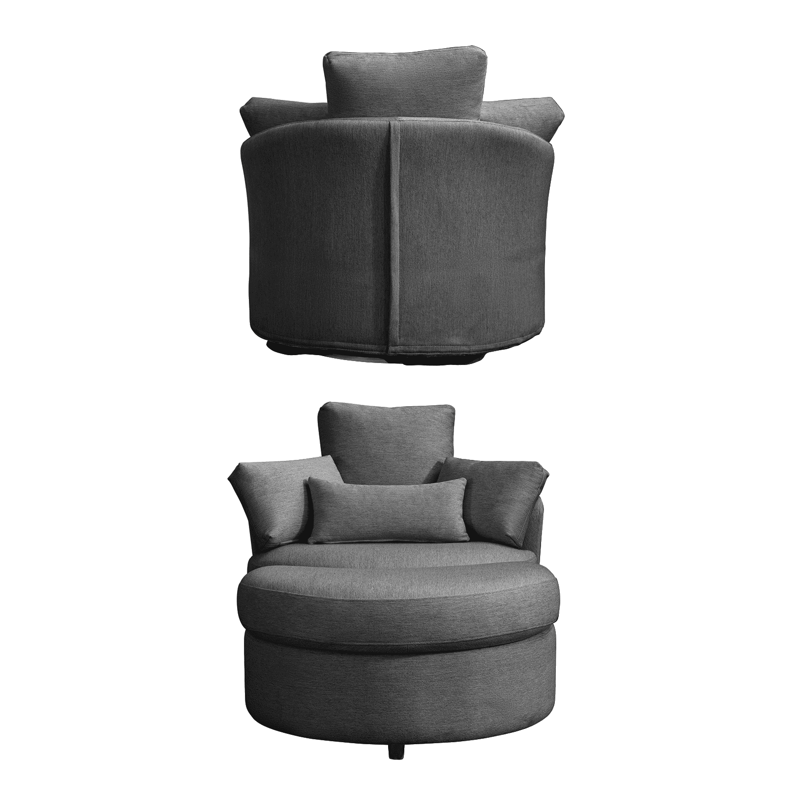 Magic Home 51 in. Swivel Accent Barrel Sofa Linen Fabric Lounge Club Big  Round Chair with Storage Ottoman and Pillows, Light Gray CS-W83434391 - The  Home Depot