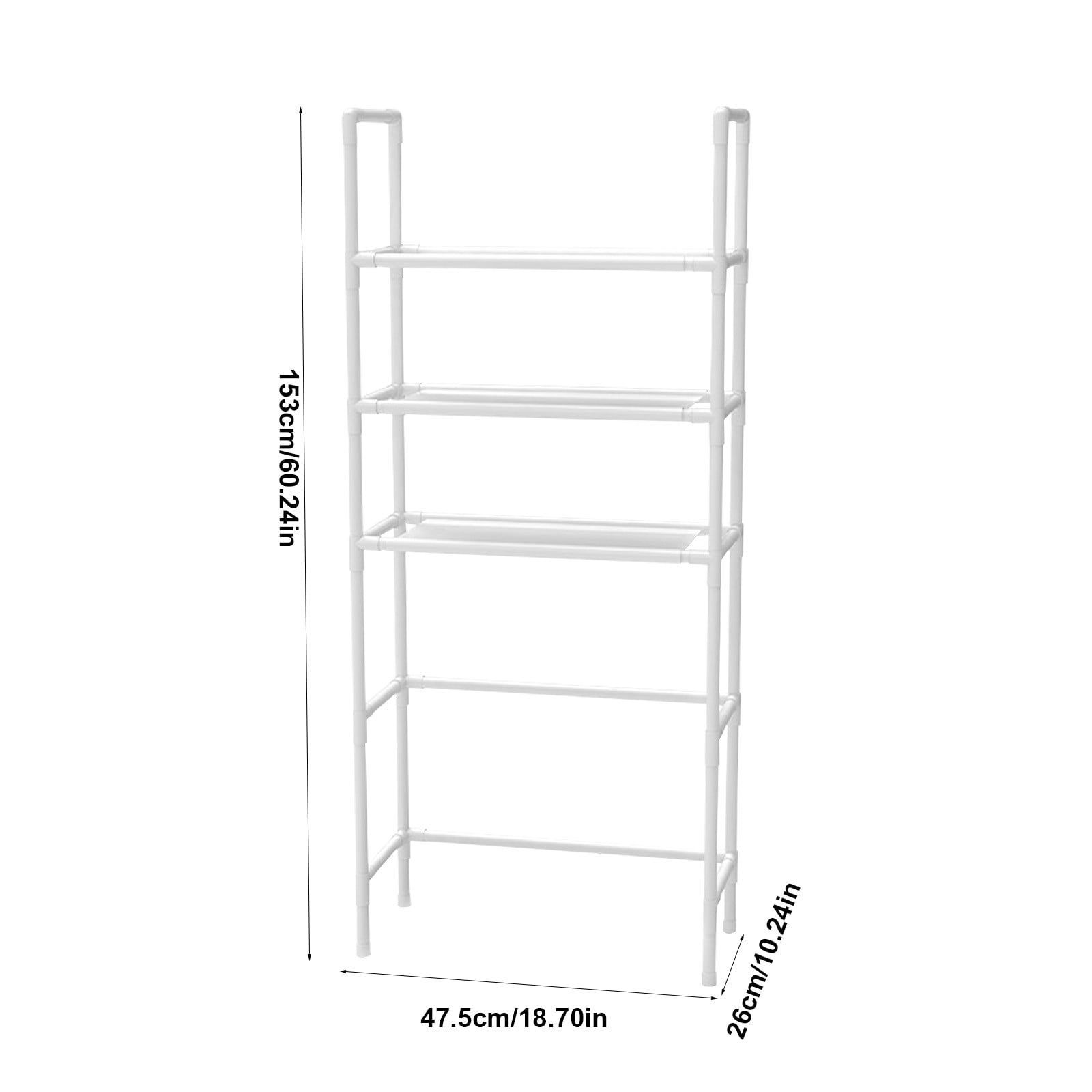 Over Toilet Storage Rack White | 3-Tier Stainless Steel Bathroom Organizer Shelf | Space Saving Multi-Purpose Shelving for Toiletries | 1-Piece | 60.23x18.7x10.23in