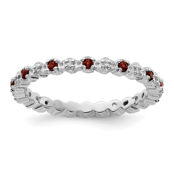 Auriga Fine Jewelry 925 Sterling Silver Garnet & Diamond Ring for Women Size 10