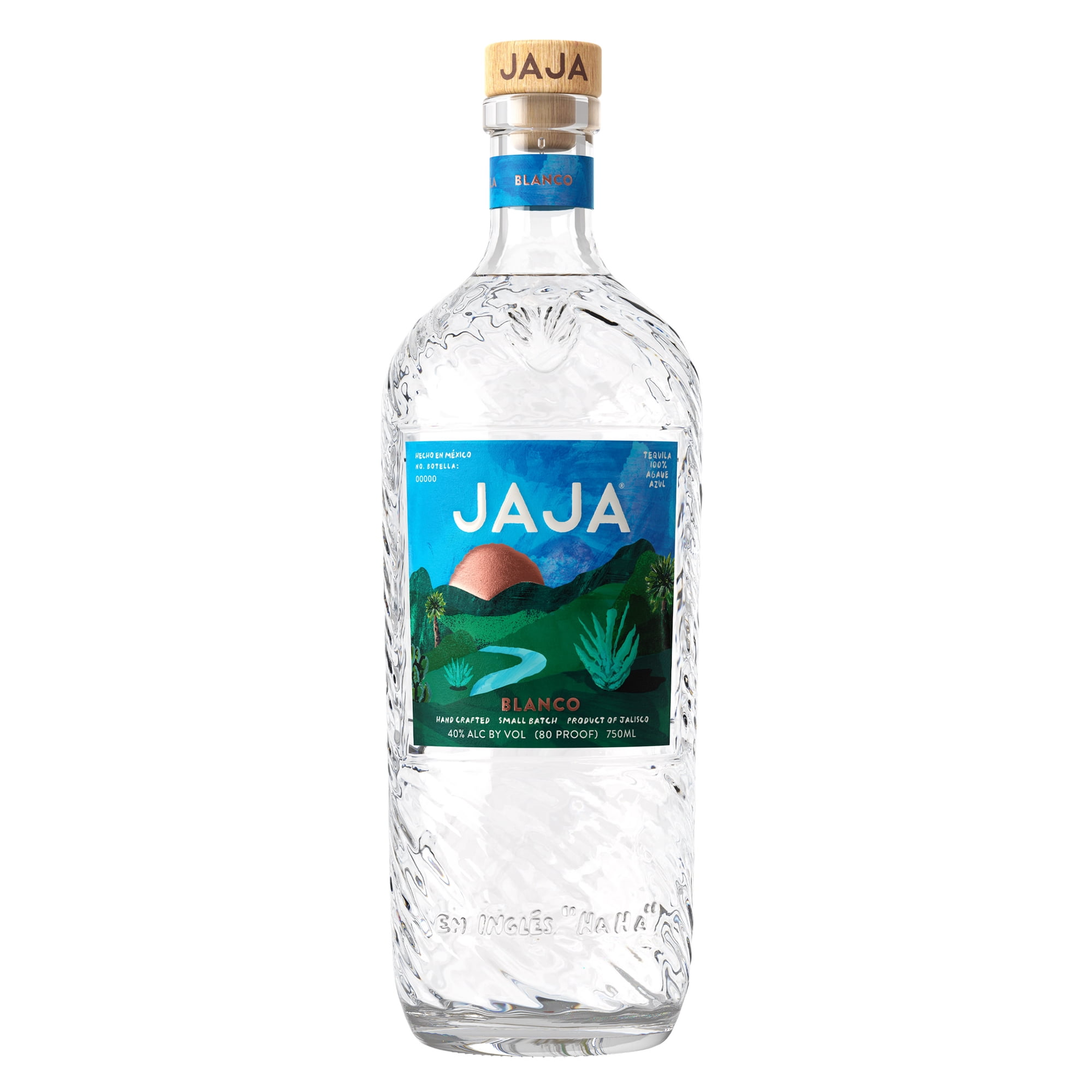 JAJA Tequila Blanco Blanco Tequila, 750 ml Glass Bottle, 40% ABV