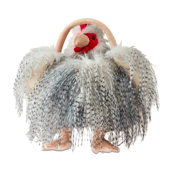 Plush Rooster Basket, Gray, 12" x 12", Easter by Way To Celebrate