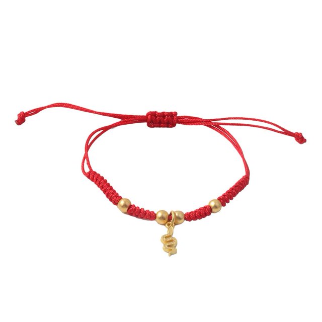 Ruifaya Pulsera de hilo rojo de serpiente del Año Nuevo 2025, pulsera de cuerda roja ajustable, joyería con símbolo de buena suerte, pulsera de protección de Feng Shui chino para mujeres y hombres