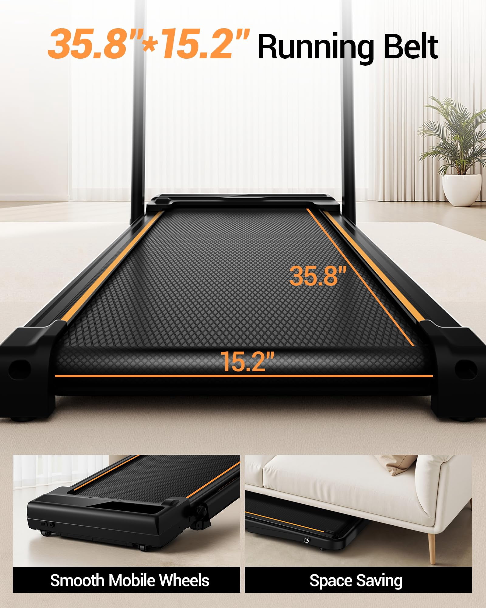 14% Incline Walking Pad Treadmills for Home Small, 4-in-1 Under Desk Treadmill with Handles, Foldable Treadmill with 2.5 HP Quiet Brushless