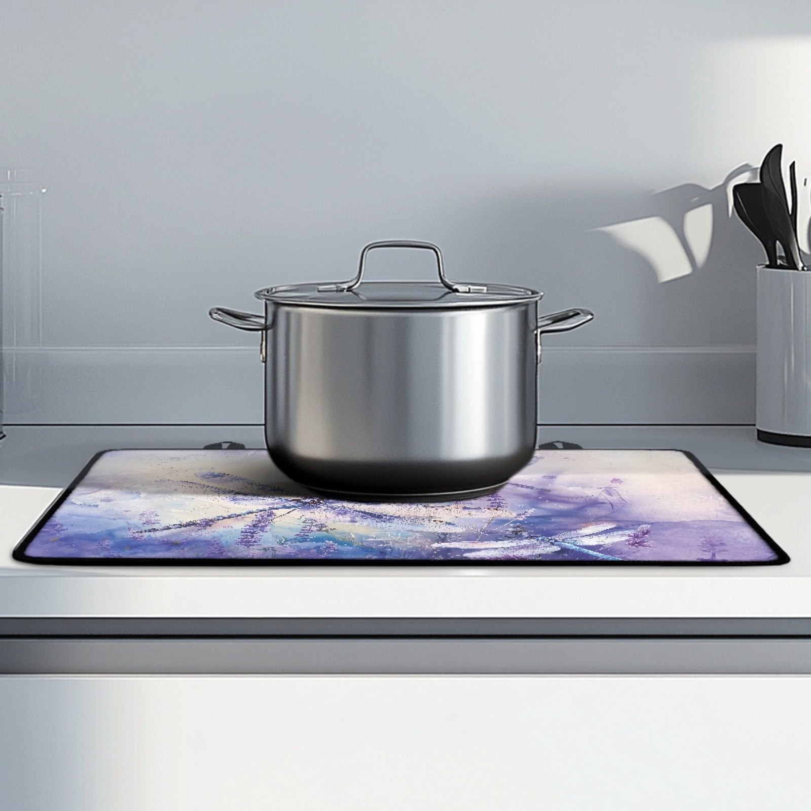 Renewold Stove Top Cover for Glass Stove Top, Ceramic Glass Stove Cover Mat Oil Resistant Prevent Scratching Oven Mat Protector Expands Usable Space, Dragonfly Lavender Violet