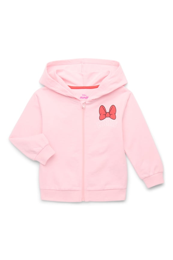 Disney Minnie Mouse Toddler Girl Full-Zip Hoodie with Front & Back Graphics, Sizes 12M-5T