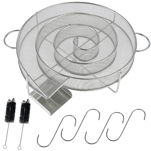 Boîte Génératrice Ronde en Acier Inoxydable pour Fumée Froide Viande Bœuf Saucisse Saumon Fumeur Saveur Rassemblements BBQ Extérieurs (Argent)
