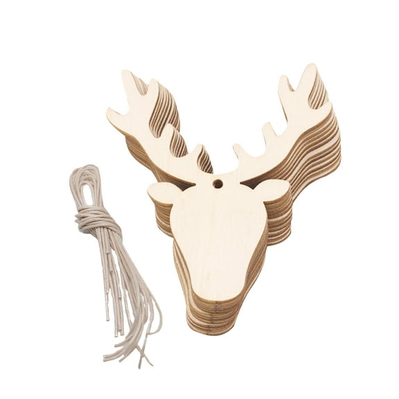 Homoyoyo Christmas Tree Reindeer Pendants Beige Wood Deer Ornaments Holiday Decorations