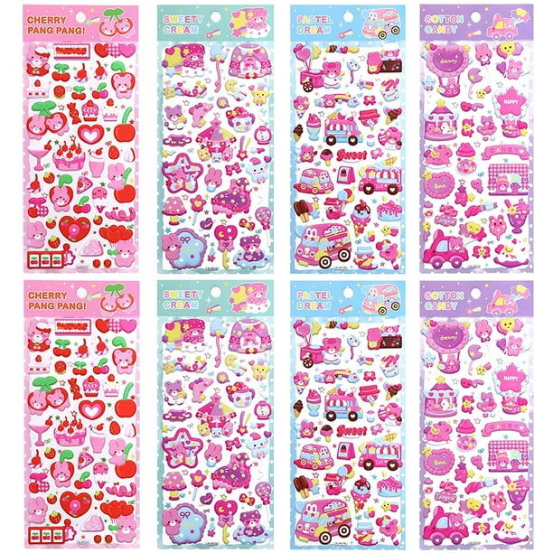 8 Sheets Cute Sticker for Kids Puffy Bear Heart Stickers 3D Kawaii Decals  Foam Animal Decorative Stickers for Girls Birthday Crafts Scrapbooking
