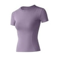 thumbnail image 3 of Tsesme Women’s Slim Yoga T-shirt Round Neck Short Sleeve Lightweight Tops Summer Running Fitness Tee, 3 of 6