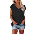 thumbnail image 2 of Babysbule Women's V-Neck Casual Short Sleeve Tops Lightweight Summer Blouse Soft Comfy Pullover Shirt For Spring Daily Wear, 2 of 8