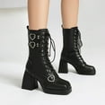thumbnail image 2 of Mostsola Gothic Boots for Women Block Heel Lace up Combat Boots Square Toe Platofrm Heels, 2 of 9