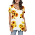 thumbnail image 4 of PPYOUNG Women's Summer Casual T-Shirt V-Neck Short Sleeve Tunic Tops for Leggings Loose Blouse Shirt, 4 of 6