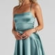thumbnail image 5 of Vestido de satén con cuello cuadrado y tirantes finos para mujer - Vestido de fiesta mini con volantes y lazo en la espalda - Poliéster, para discotecas/fiestas/citas - Tallas de la S a la L, 5 of 6