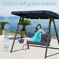 thumbnail image 2 of Outdoor Porch Swing Cushion with Backrest Waterproof 2-3 Seater Swing Replacement Cushions Thicken 4" Bench Swing Cushions for Outdoor Furniture Yard Patio Garden Backyard (Navy blue-40x40 inch), 2 of 6