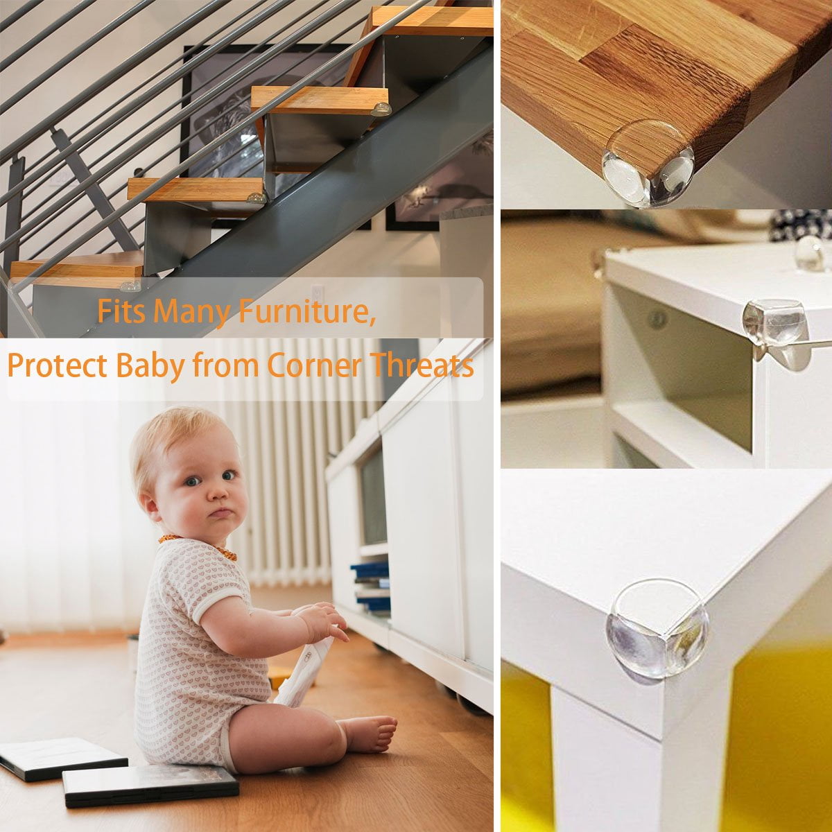 10Pc Child Safety Corner Protector Baby Proof Corner Guard Bumper Wood Color 