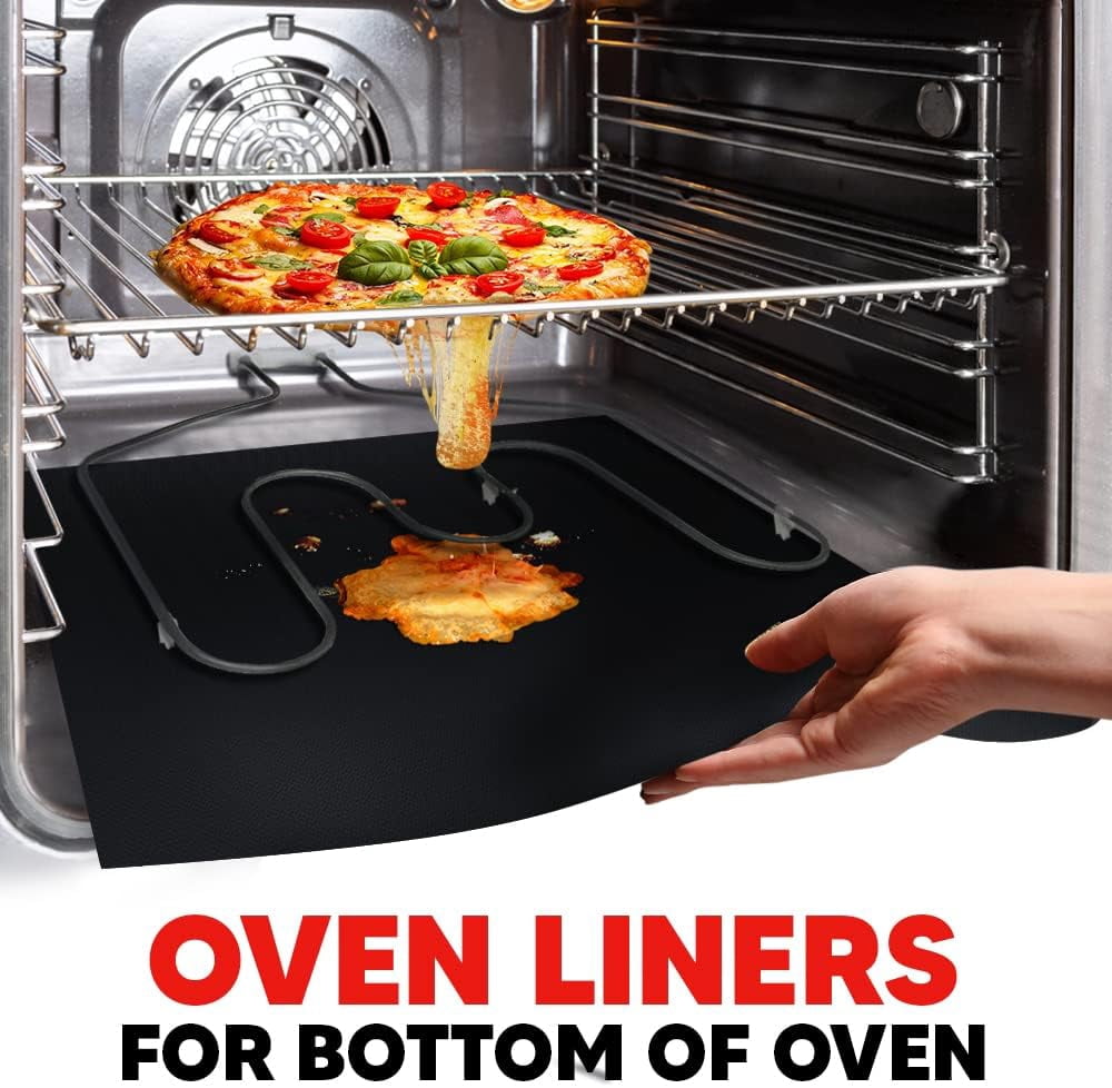 Large Thick Heavy Duty 2 Pack Non Stick Teflon Oven Liners Mat, 17"x 25", for bottom of Electric Oven Gas Oven Microwave Charcoal or Gas Grills