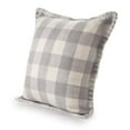 thumbnail image 3 of Ox Bay Denver Hand-Woven Light Gray/Ivory Plaid Polyester Indoor/Outdoor Throw Pillow 20" x 20", 3 of 11