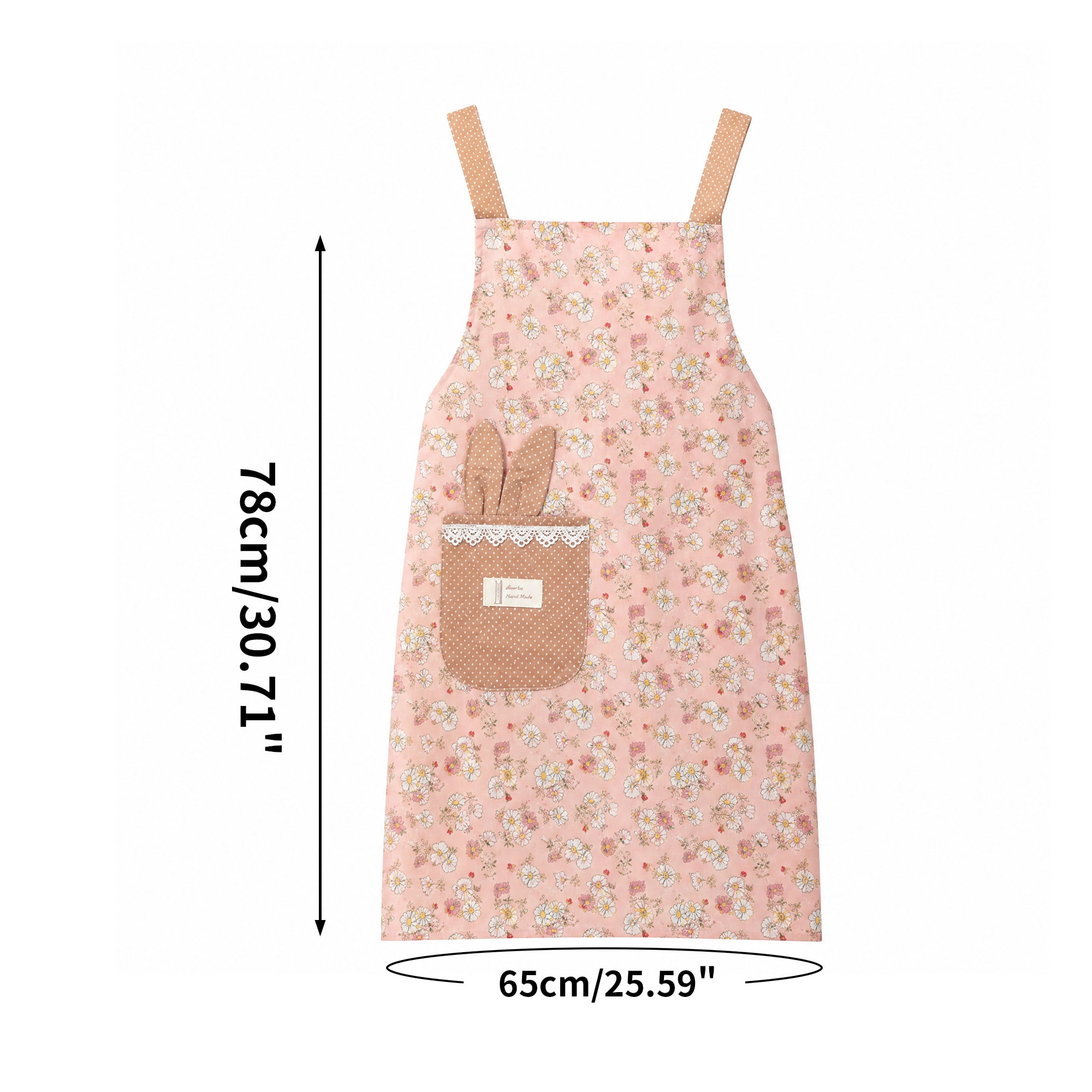 Unique Bargains Flower Pattern Kitchen Cooking Aprons for Home Pink