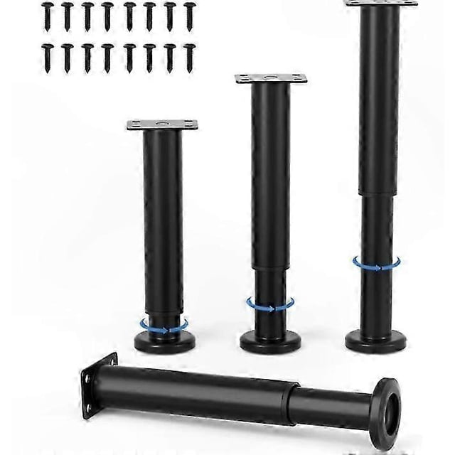 Black Metal Furniture Legs Set of 4 for Sofa, Bed, Cabinet with Screws Included
