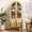 Natural, variant on MAYEERTY 63" Black Arch Cabinet with Glass Doors, for Living Room Entryway