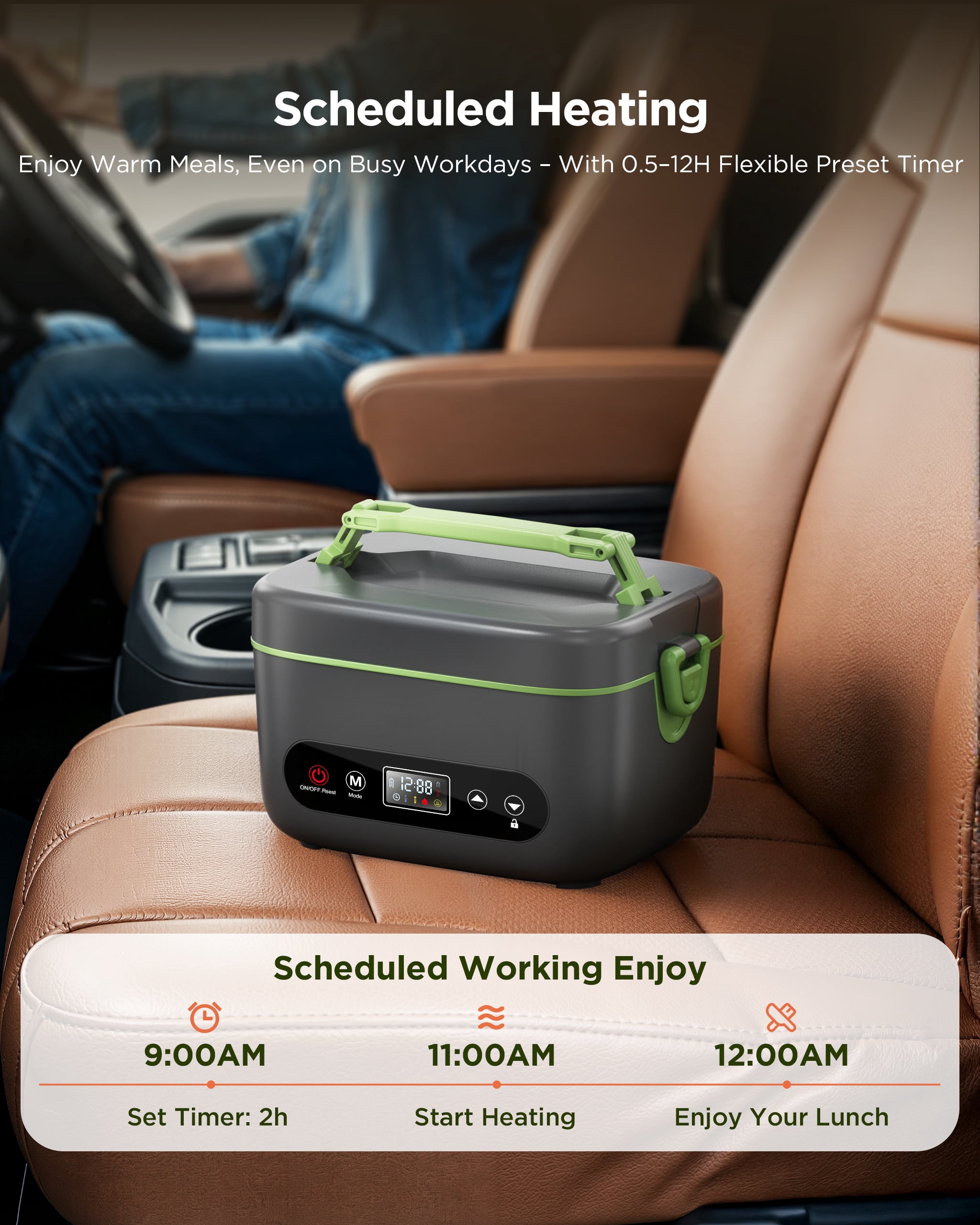 Cordless Electric Lunch Box for Adults,Battery Powered with Multi-Speed Adjustable Heating,1.2L Portable Food Warmer with Insulated Bag & Cutlery (Gray)