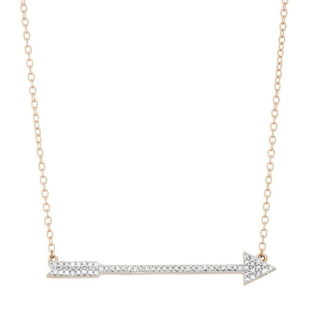 0.15 Carat T.W. Diamond Rose Gold over Sterling Silver Arrow Necklace, 17